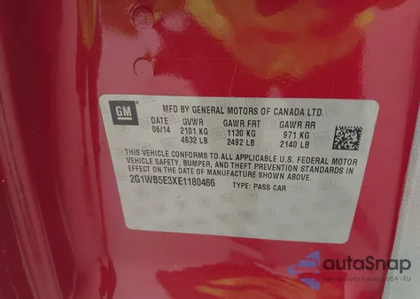 2014 Chevrolet Impala Limited Lt из США, поврежденный, VIN 2G1WB5E3XE1180466